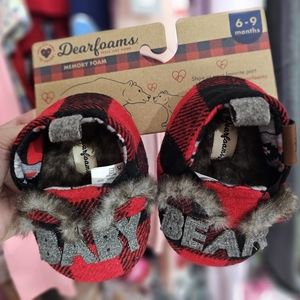 Dearfoam baby bear Christmas slippers shoes size 6-9 months